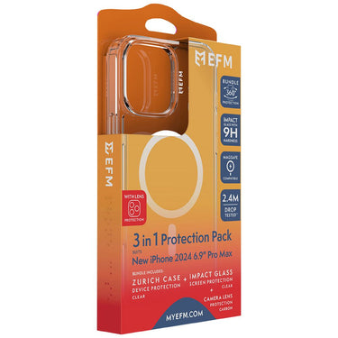 EFM Zurich MagSafe, Impact Screen, Lens Protector Bundle For New iPhone 2024 6.9 Pro Max-Clear